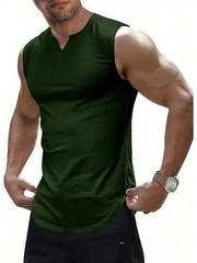 Men’s Slim Knitted Fit Ribbed Tank Top Sleeveless V-Neck Shirt Athletic Gym Tee