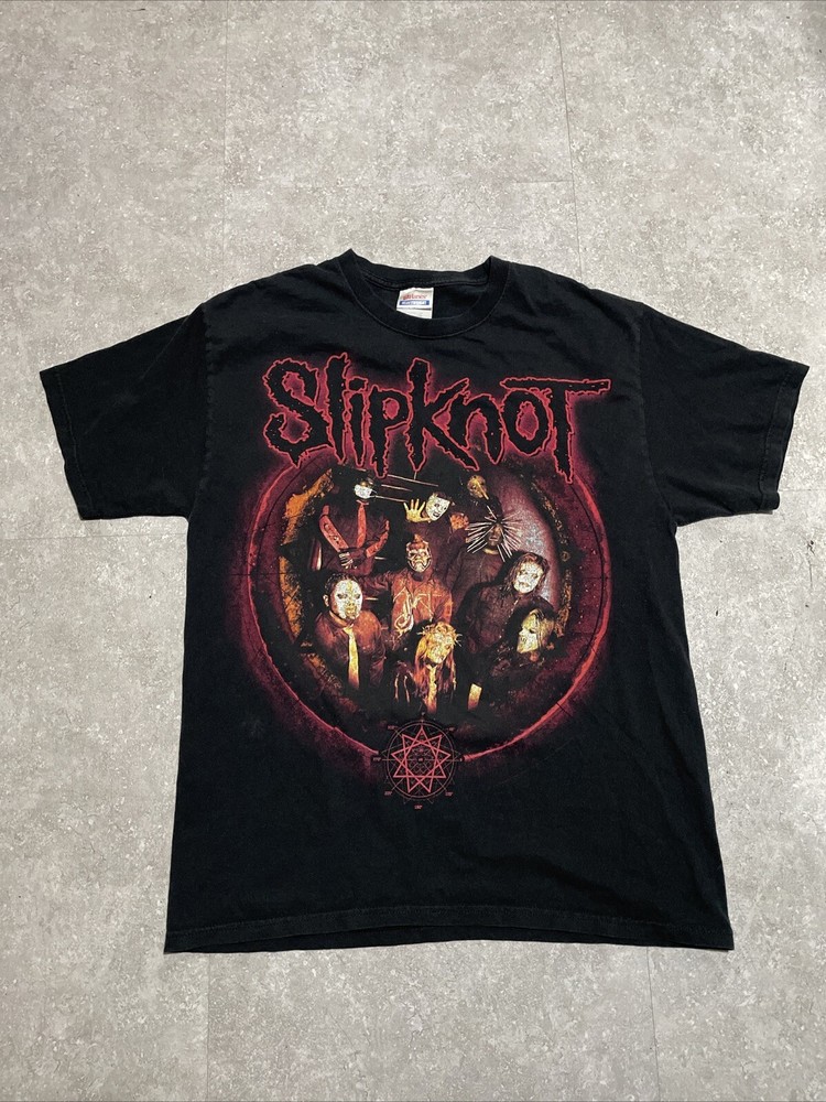 VINTAGE 2001 Slipknot T Shirt Adult Large Black Y2k Band Rock Metal Hanes Heavy