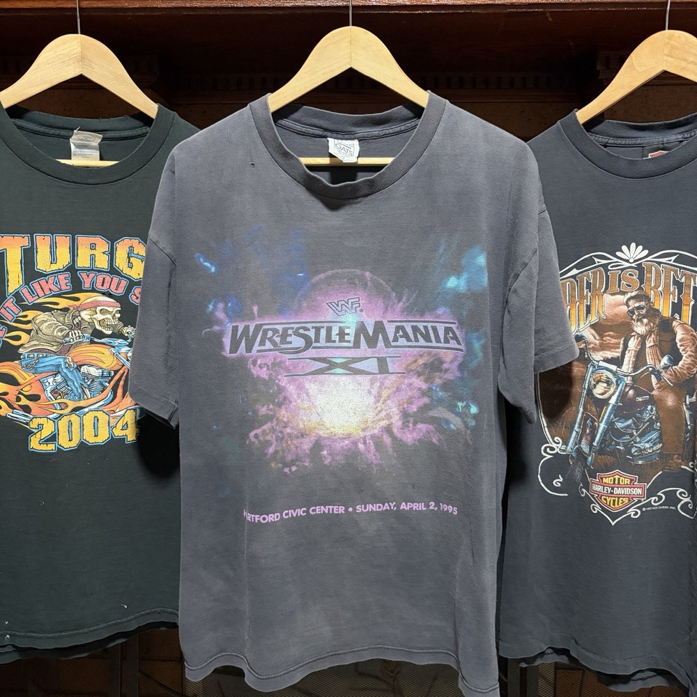 vintage 90s sunfaded distressed wwe wrestlemania grunge single stitch tshirt xl