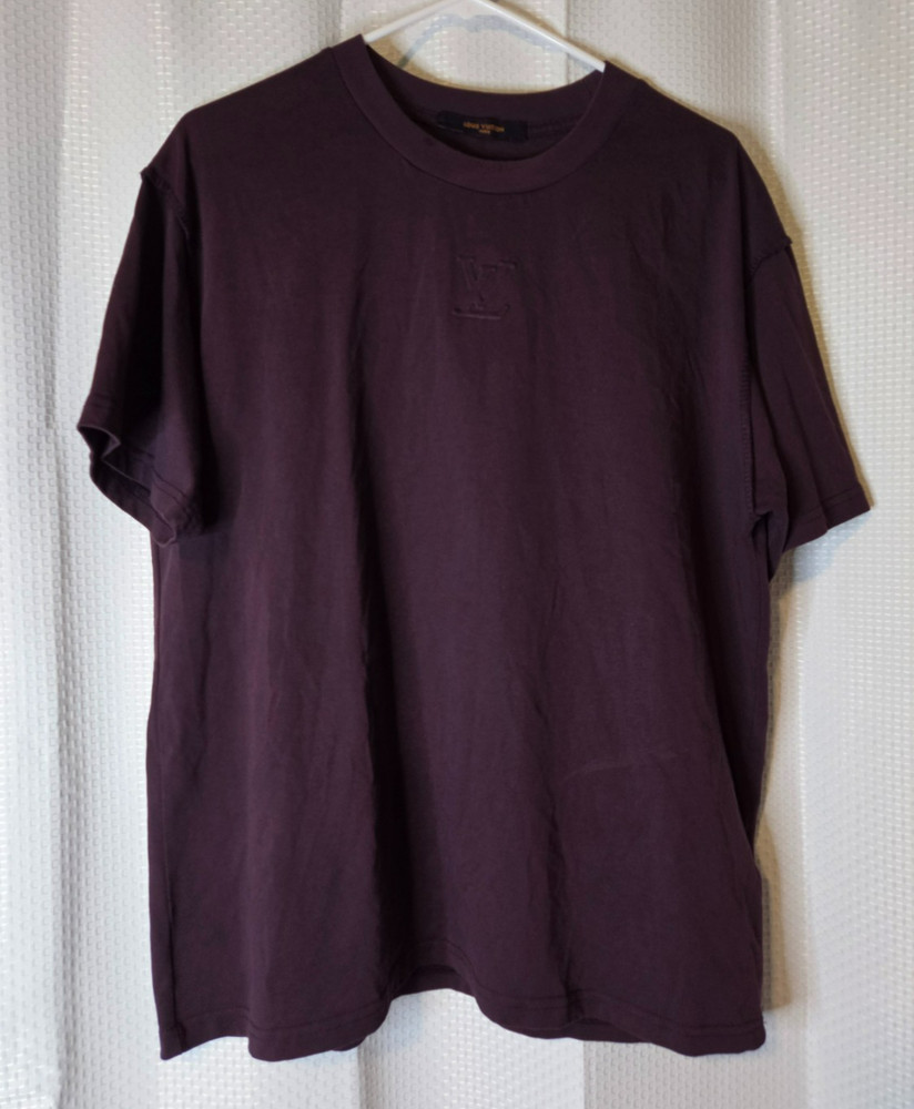 Louis Vuitton Purple LV Logo Cotton Knit Crewneck Short Sleeve T-Shirt Medium