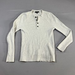 Express Henley Shirt Men XS Heathered Gray Cotton Ribbed Knit Long Sleeve Casual