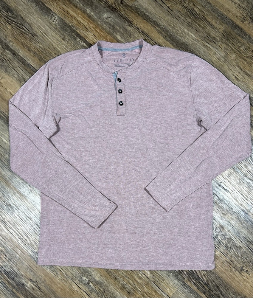 Free Fly Bamboo Performance Henley Long Sleeve Shirt Red Men’s Size Medium