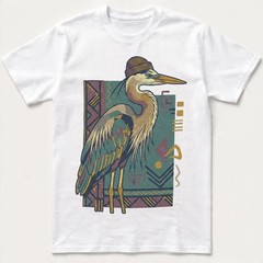 Hipster Heron Bird T-Shirt Beanie Hat Geometric Abstract Art Nature Gift