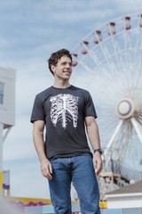 Mens Splattered Rib Cage T Shirt Cool Skeleton Costume Halloween Tee for Guys