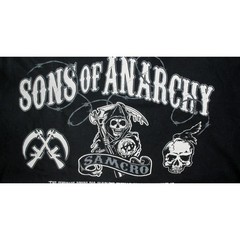 Sons of Anarchy T Shirt Mens XXL Black Faded SAMCRO Reaper Graphic SOA Biker