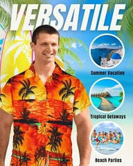 Men Hawaiian Shirt Casual Short Sleeve Undershirt Cruise Tee Beach Holiday Party