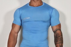 MEN’S LIGHT BLUE SHORT SLEEVE COMPRESSION SHIRT SIZE M