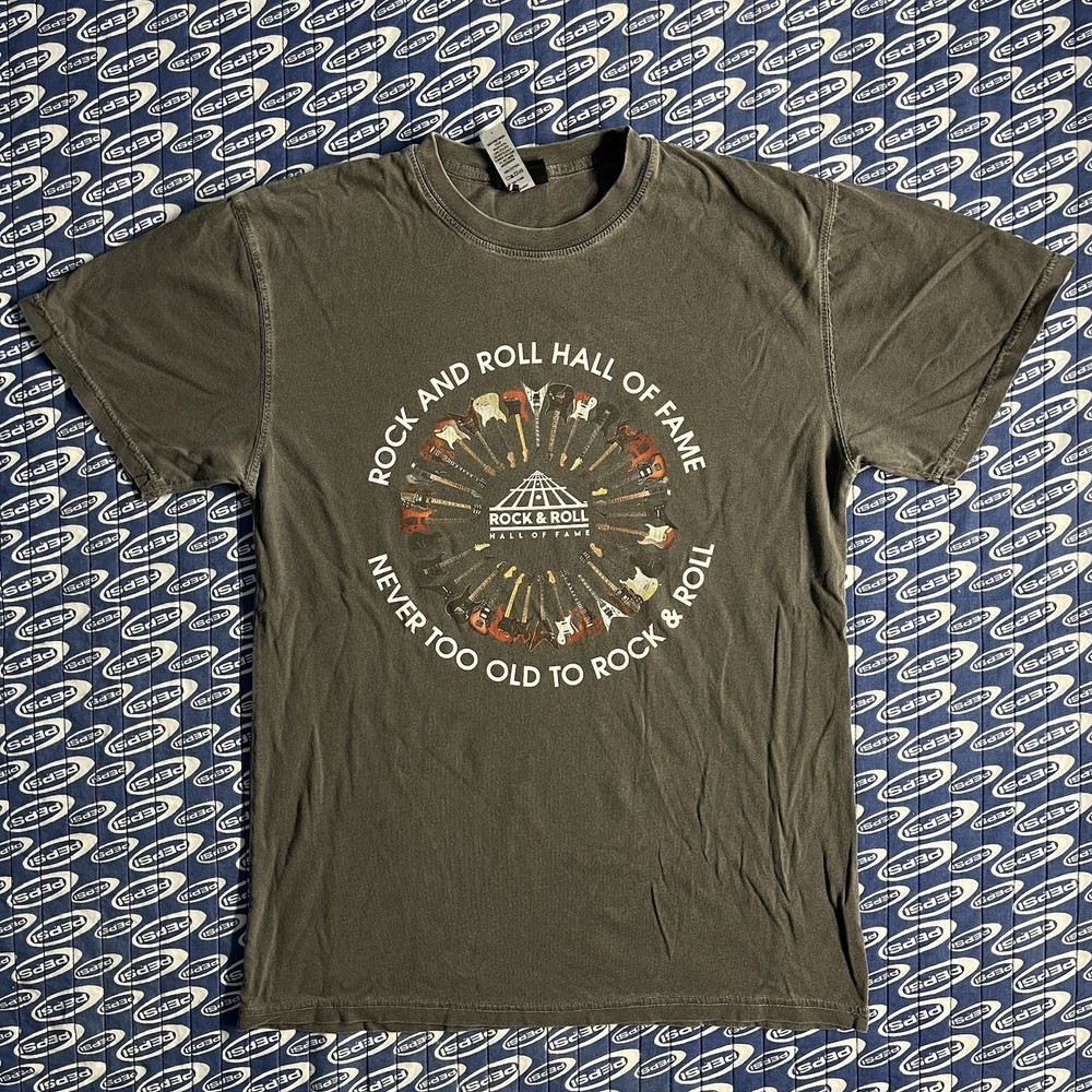 VINTAGE Rock and Roll Hall of Fame Shirt Mens Size Small Gray Music Graphic Tee