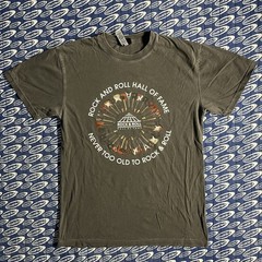VINTAGE Rock and Roll Hall of Fame Shirt Mens Size Small Gray Music Graphic Tee