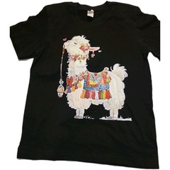 Digital Print Apparel Women’s Black T-Shirt Size Small Llama Print