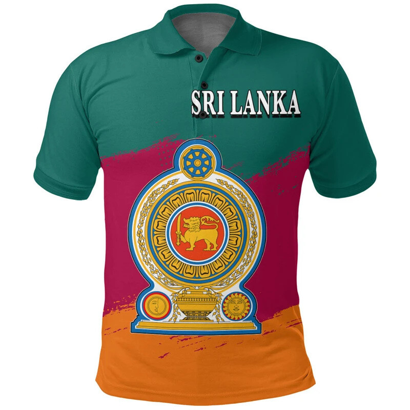 Mens Sri Lanka Summer Polo T-Shirt Souvenir Short Sleeve Tee Tops Casual T Shirt