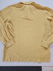 Polo Ralph Lauren Mens L Butter Yellow 100% Cotton T Shirt Blue Pony Long Sleeve