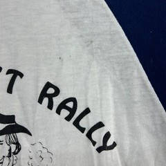VINTAGE Western Graphic Shirt Mens M White Raglan Cycling Blistered Buff Rally