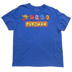 C-LIFE GROUP PacMan Graphic T-Shirt Tee Men XL Cobalt Blue Crew Neck Video Games