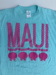 VTG MAUI T Shirt Single Stitch Hawaii Seashells Raised Graphic Sz L 100% Cotton