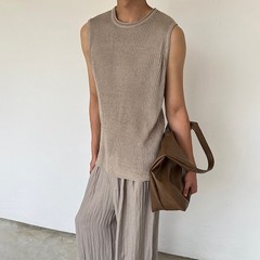 Casual Wear Daily Wear Men’s Tank Top Knitted Vest Knitted Fabric Regular Length