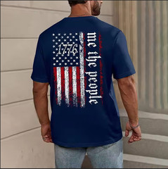 Men’s Eagle Flag Print T-Shirt Gym Fitness Sports Big Size Comfy Summer Tee