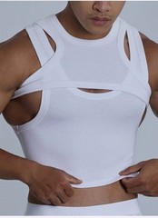 2Piece Men’s Street Fashion Sexy Tight Fitting Irregular Vest Sling T-Shirt
