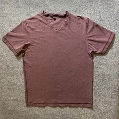Public Rec T-Shirt Mens L V-Neck Short Sleeve Heather Burgundy Pima Tencel