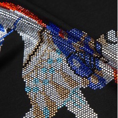 New Men Luxury Horse Rhinestones Fashion Black Long T-Shirt High Quality
