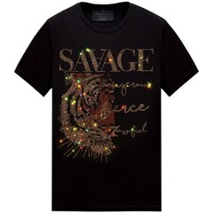 New Fashion Tiger Head Trend Rhinestones Summer Short Sleeve Luxury Men T-Shirt