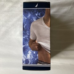 NAUTICA Men L 4 Pack White Soft Cotton Crew Neck T Shirts w Logo Tag Free