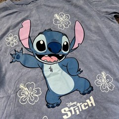 Disney Stitch Graphic Tee XL Blue Mineral Wash Lilo & Stitch Hibiscus T-Shirt