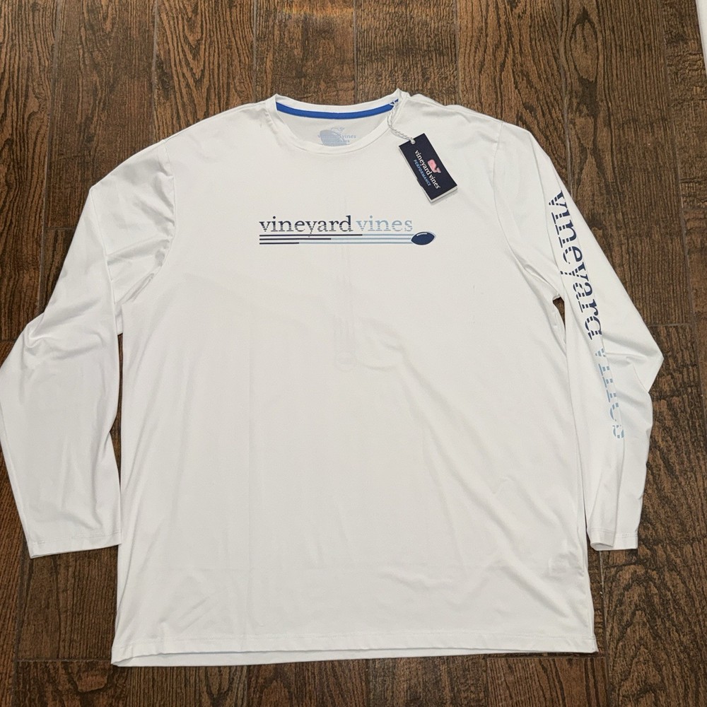 NWT Vineyard Vines Mens Longsleeve Performance Wicking White Harbor Shirt XL