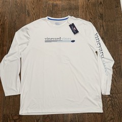 NWT Vineyard Vines Mens Longsleeve Performance Wicking White Harbor Shirt XL