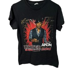 VINTAGE Usher Shirt Featuring Akon Double Sided OMG TOUR 2011 Sz S Concert Shirt