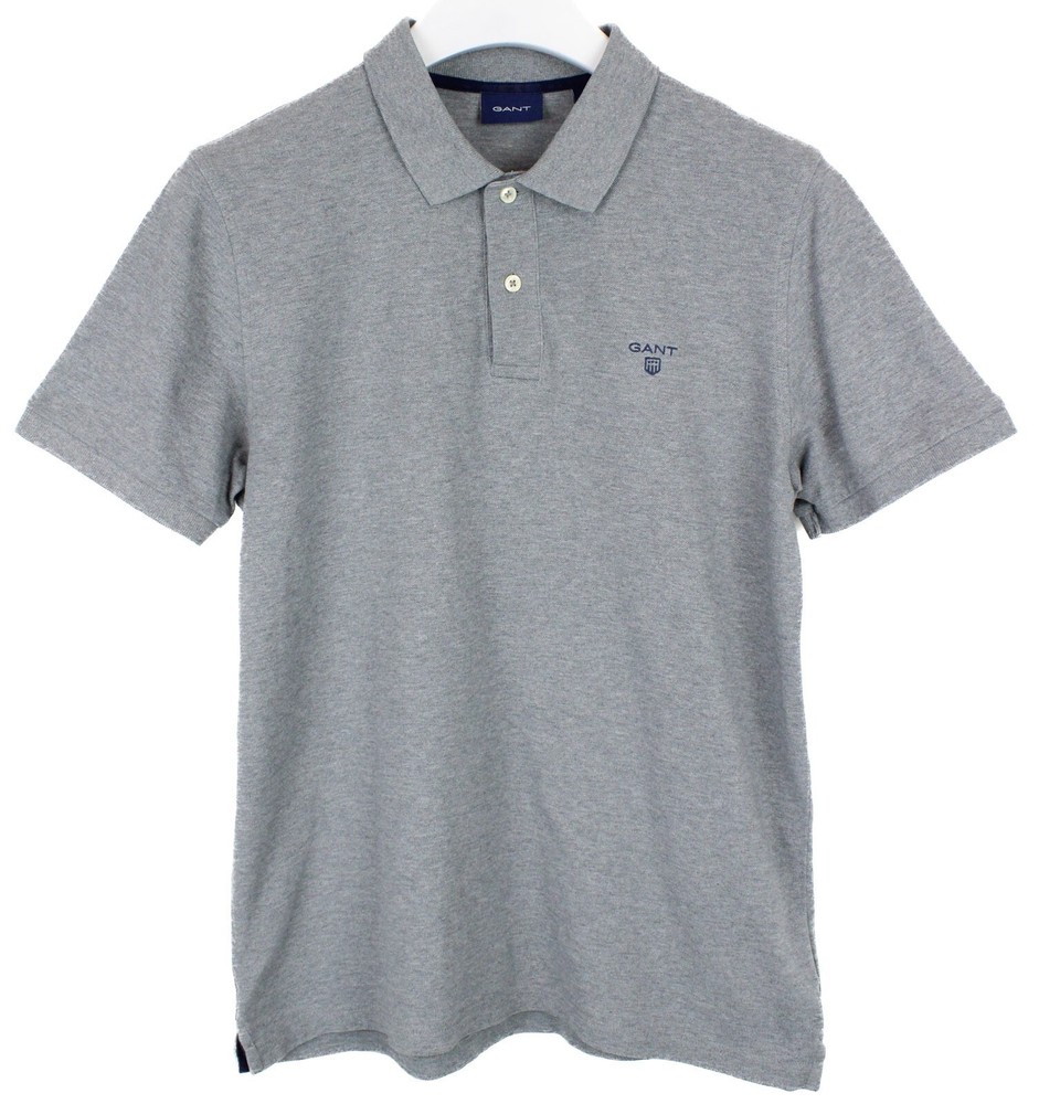 GANT T-Shirt Mens M Polo Blend Short Sleeve Embroidered Grey
