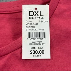 Harbor Bay Men’s 3XLT One Pocket Henley Short Sleeve Tee Coral Red NEW
