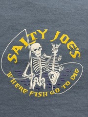Salty Joes Long Sleeve T Shirt M Blue Skeleton Fishing Graphic Beach Outdoor