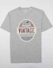 Weatherproof Vintage Men’s Graphic Crew Neck Short Sleeve Tee, Gray, Size M