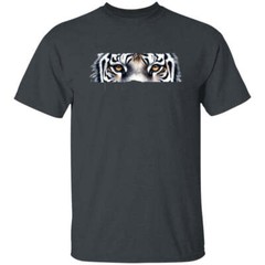 White Tiger Eyes Unisex T-shirt Black Navy Dark Heather