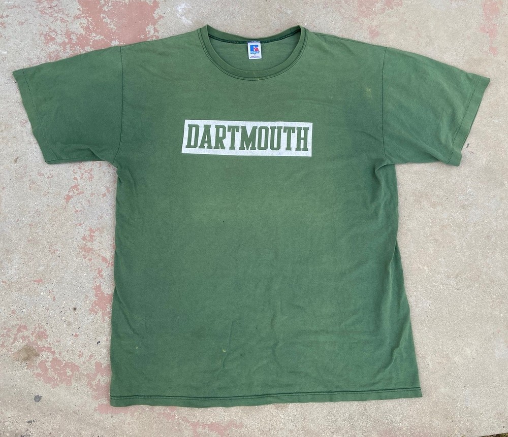 True Vtg 80s 90s Dartmouth College Single Stitch Russell T Shirt Sz Xl Green USA