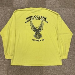 Vintage Harley Davidson Biker Mass. Safety Yellow Long Sleeve Graphic Tee Shirt