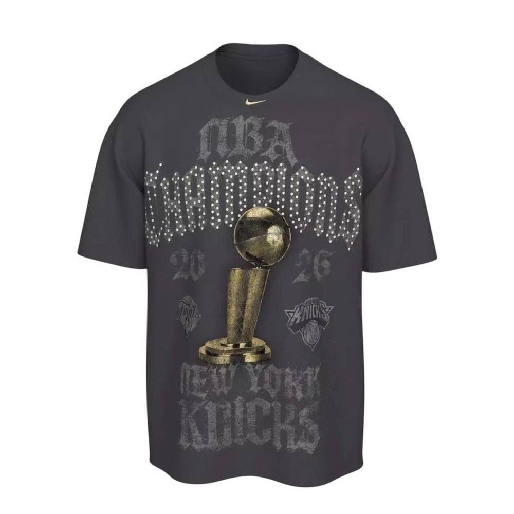 Nike NBA Champions New York Knicks 2026 Crystal Rhinestone T Loose Fit Black XL
