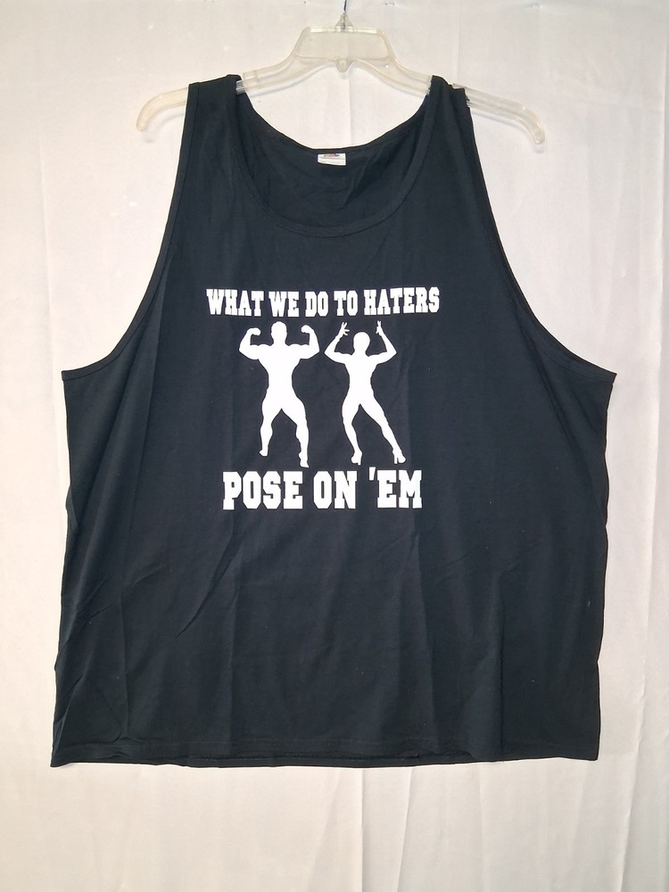 Fruit of the Loom Heavy HD Tank Top 3XL Black Bodybuilding “Pose On ‘Em” Graphic