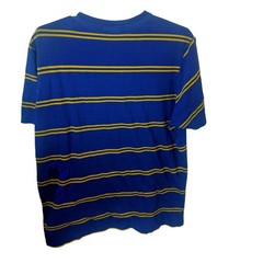 PS Paul Smith Mens Striped Smiley Face Logo T-Shirt Blue Yellow Large