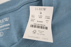 J CREW Henley Shirt Mens Large Blue Short Sleeve Tee Slub Cotton L1965 New