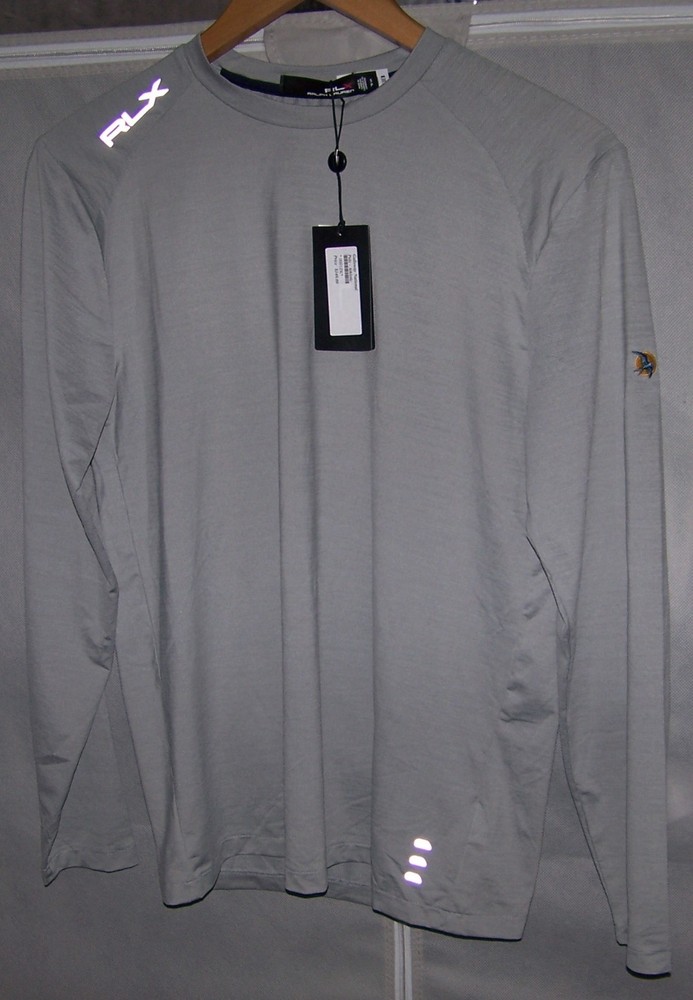 NEW RALPH LAUREN RLX Long Sleeve Tee Shirt GALLOWAY NATIONAL GOLF CLUB Sz S Gray