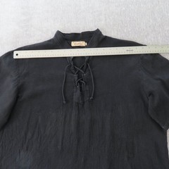 Garras Shirt Mens XL Black Cotton Gauze Lace Up Mexican Festival Beach Casual
