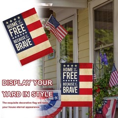 Covido Decorative Home of Free Because of the Brave 4th of July Patriotic