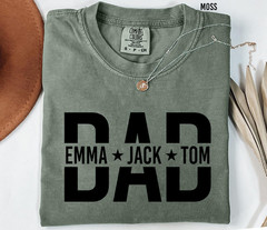 Custom Dad Shirt with Kids Names Personalized Father’s Day Gift Tee