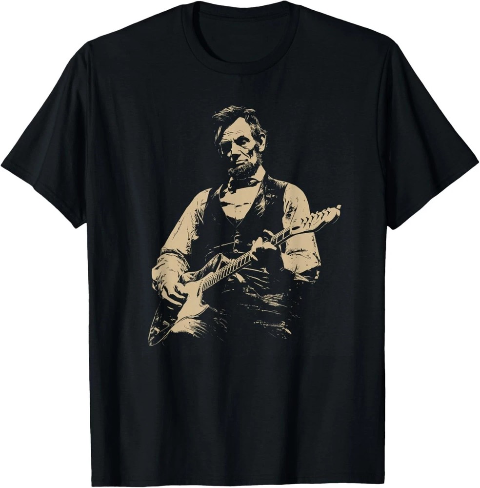 Abraham Lincoln-Abe-Lincoln Playing Guitar Retro Vintage Unisex T-Shirt