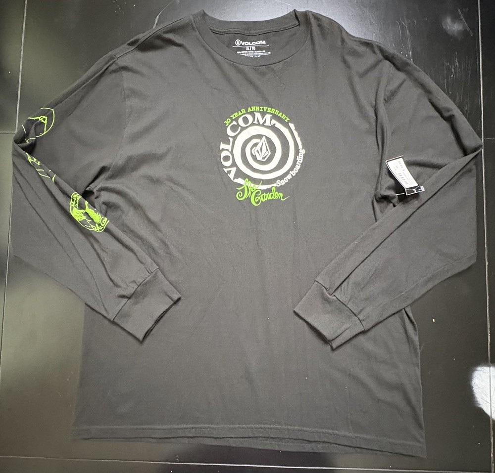NWT Volcom Men’s Long Sleeve Tee Black Vent The Garden Size XL