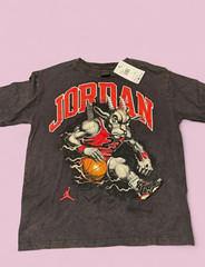 Jordan Jumpman Graphic Print Logo Kids Crew Neck Short Sleeve T-Shirt Gray L
