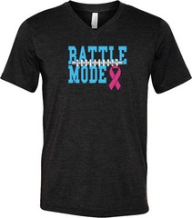 Buy Cool Shirts Breast Cancer T-shirt Battle Mode Tri Blend V-Neck