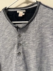 Carbon 2 Cobalt Henley men’s L heather blue cotton long sleeve
